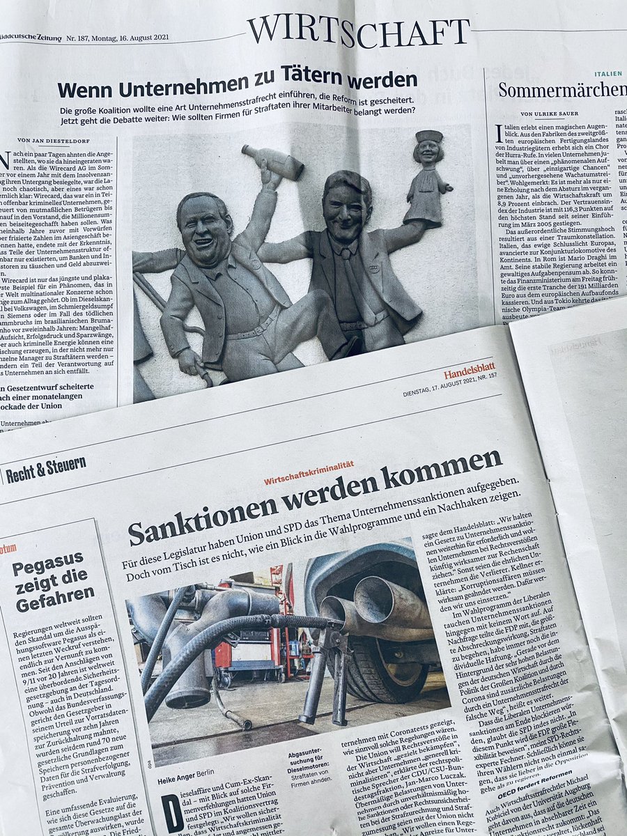 Michael Kubiciel (@m_kubiciel) on Twitter photo 2 x 50 Cent zum Verbandssanktionengesetz in der <a href="/SZ/">Süddeutsche Zeitung</a> und dem <a href="/handelsblatt/">Handelsblatt</a> 2 x 50 Cent zum Verbandssanktionengesetz in der <a href="/SZ/">Süddeutsche Zeitung</a> und dem <a href="/handelsblatt/">Handelsblatt</a>