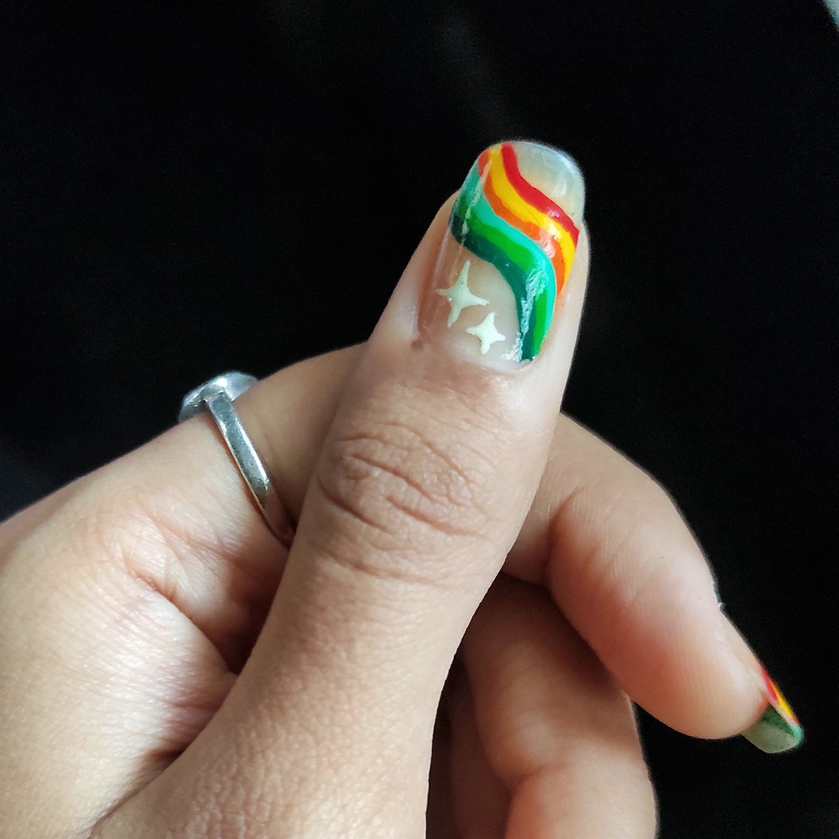 sahana_plk's tweet photo. ๐
Did a #rainbow #nailart !โจ
#SP_Arts
#rainbownails #nailpaint https://t.co/6Klva8jS8W