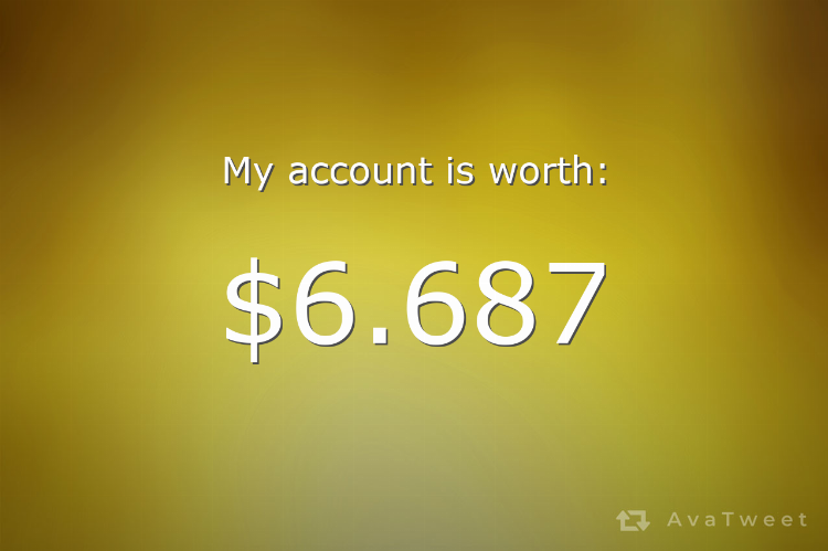 HustlaMusicSvs's tweet photo. My Twitter account is worth $6.687 dollars. Check how much yours is worth at https://t.co/1GtXewsT8h #AvaTweet #TwitterWorth https://t.co/80VgTEjuKE