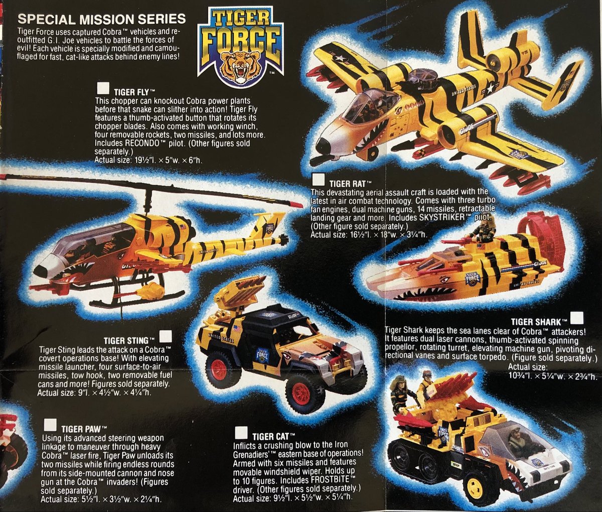 Here is the old #GiJoe insert catalog showing Tiger Force. I was not initially a huge fan of the repaints, but this gave kids and collectors a chance to get vehicles that had already been released a few years back.