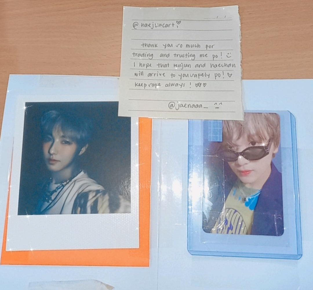 haehaehaechan__'s tweet photo. renjun & haechan are home, thank you for trading with me. hopefully, nomin will also arrive to you safely. @jaenaaa_ #jaena_feedbacks https://t.co/34VkjB9aTV