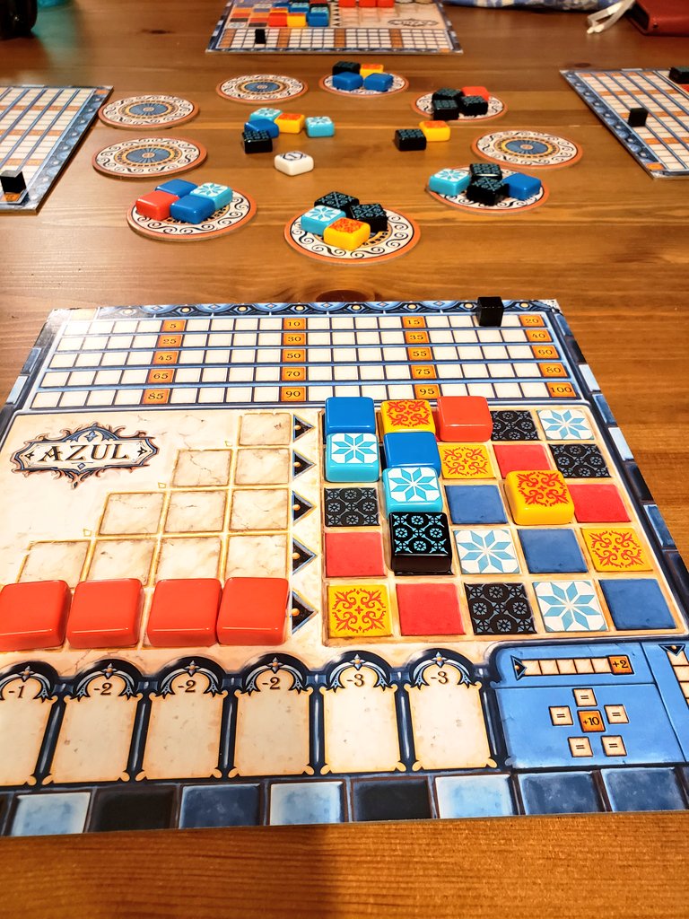 BoardDefinitely's tweet photo. Live and in person gaming!
CO2: Second Chance by @giochix and @StrongholdGames. We competitively lost on the 4th round but it was sooooo close.
Azul by #nextmovegames, my first play. Need to play again soon.
Thanks Matt, Dave and Sabrina.
#boardgames #tabletopgaming https://t.co/uDIJh8Fn6w