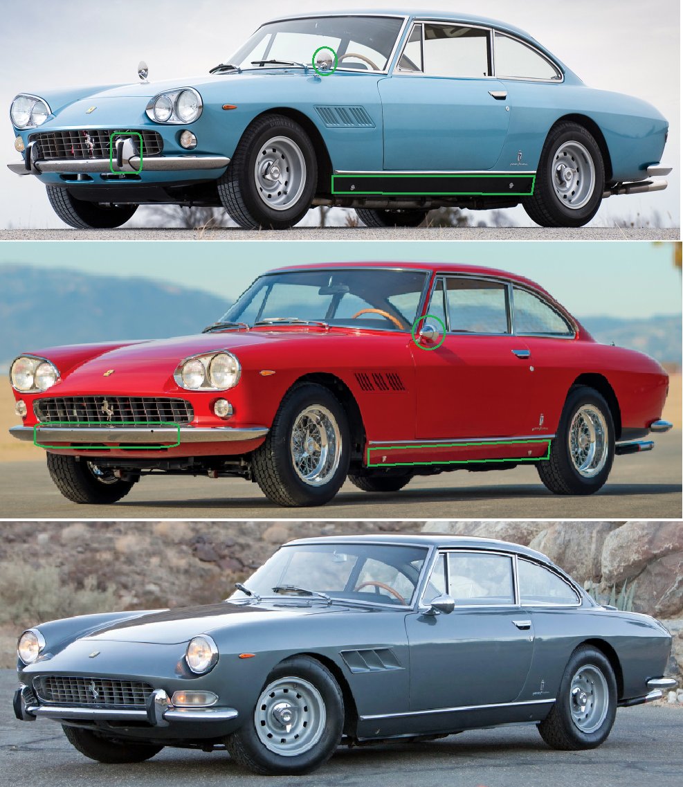 UltimativCars's tweet photo. (Background knowledge)
The #Ferrari #330GT 2+2 (1963-67) was made in a total of just 1,059 units, divided up in 2 series w/ #significant #differences:
S1 ⬆: 450 LHDs, 50 RHDs (11.63-04.65)
S1/2*: 125 LHDs (04.-09.65)
S2 ⬇: 424 LHDs, 36 RHDs (09.65-07.67)
*Interim-model https://t.co/D4aYjbv5Oy