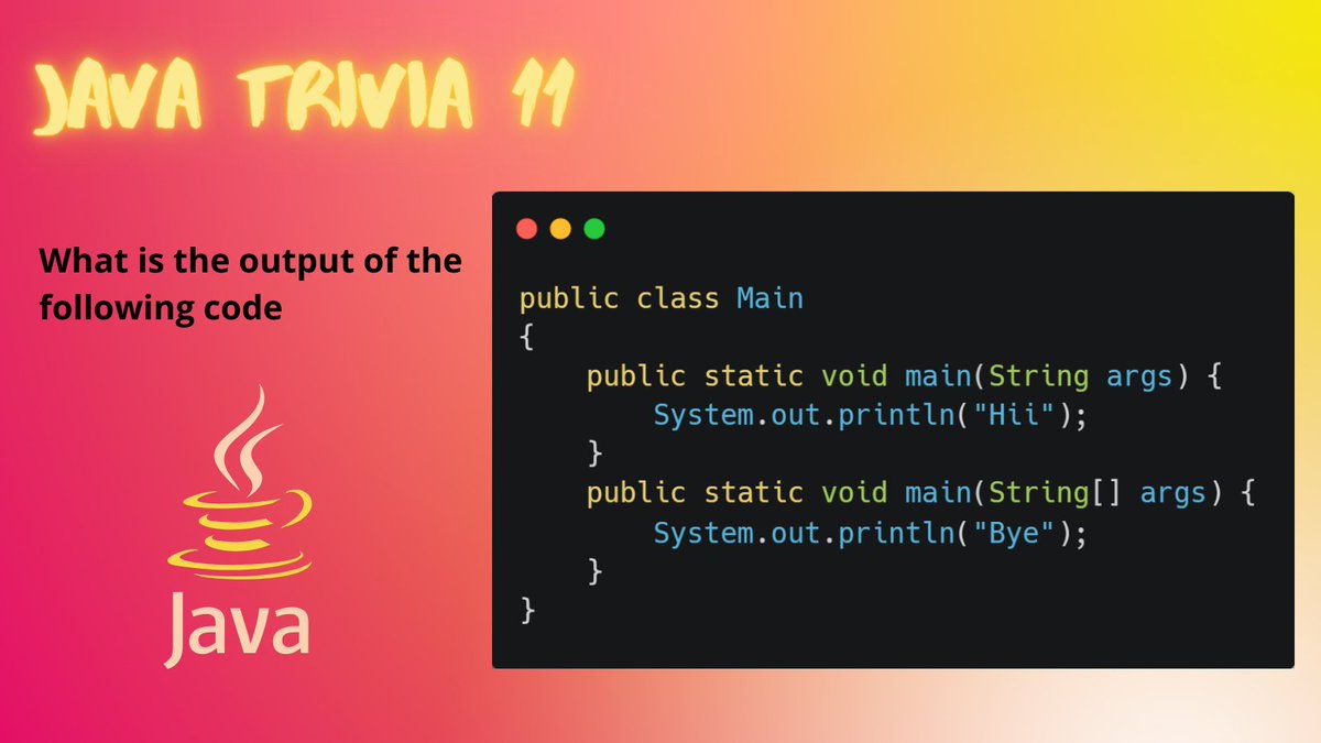 meetjain74's tweet image. Java Trivia 11

Answers after 24 hours

#Java #javatrivia #DEVCommunity #indiedev #programming