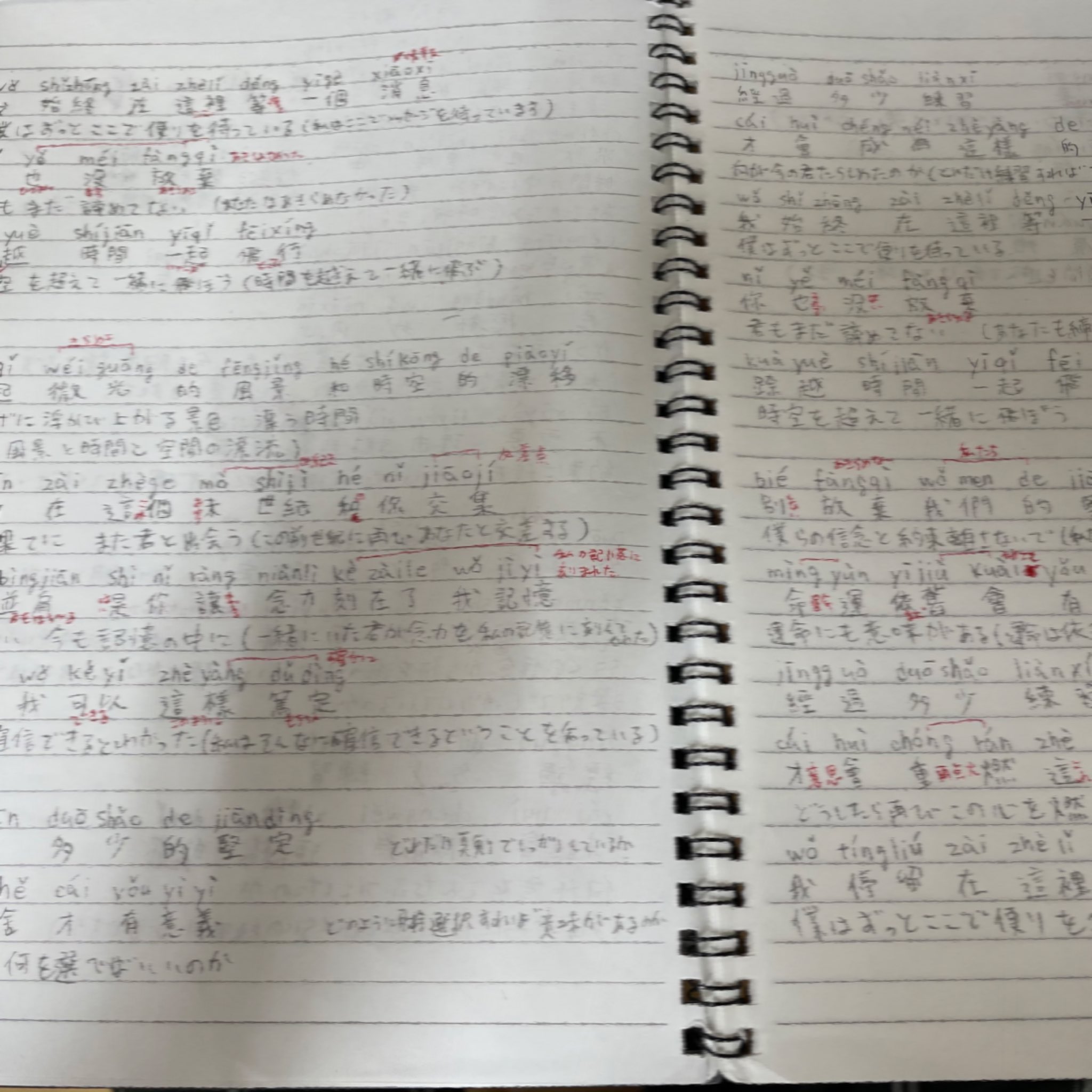 志優 鎮魂の主題歌の時間飛行が 好きすぎて 日本語字幕つけてくれてる動画を参考に ピンインと中国語歌詞 日本語訳 直訳とをノートに書き殴った 歌詞への理解と歌詞と作品とのリンクを感じて高まったよね 素敵な歌詞 白宇 朱一龍版が本当に好き