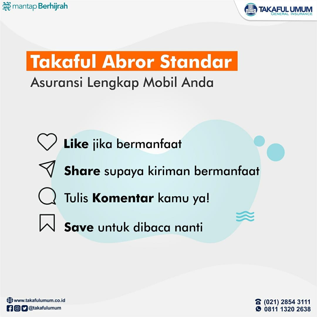 takafulumum's tweet photo. Walau namanya standar, tapi Takaful Abror Standar sudah dilengkapi dengan perlindungan mobil Anda dari risiko banjir. Kelebihan lainnya, yang pasti nilai kontribusi lebih murah dari yang premium.
#abror #insurance #asuransi #mobil #risiko #TakafulUmum #MantapBerhijrah https://t.co/CgAoWtB8c1