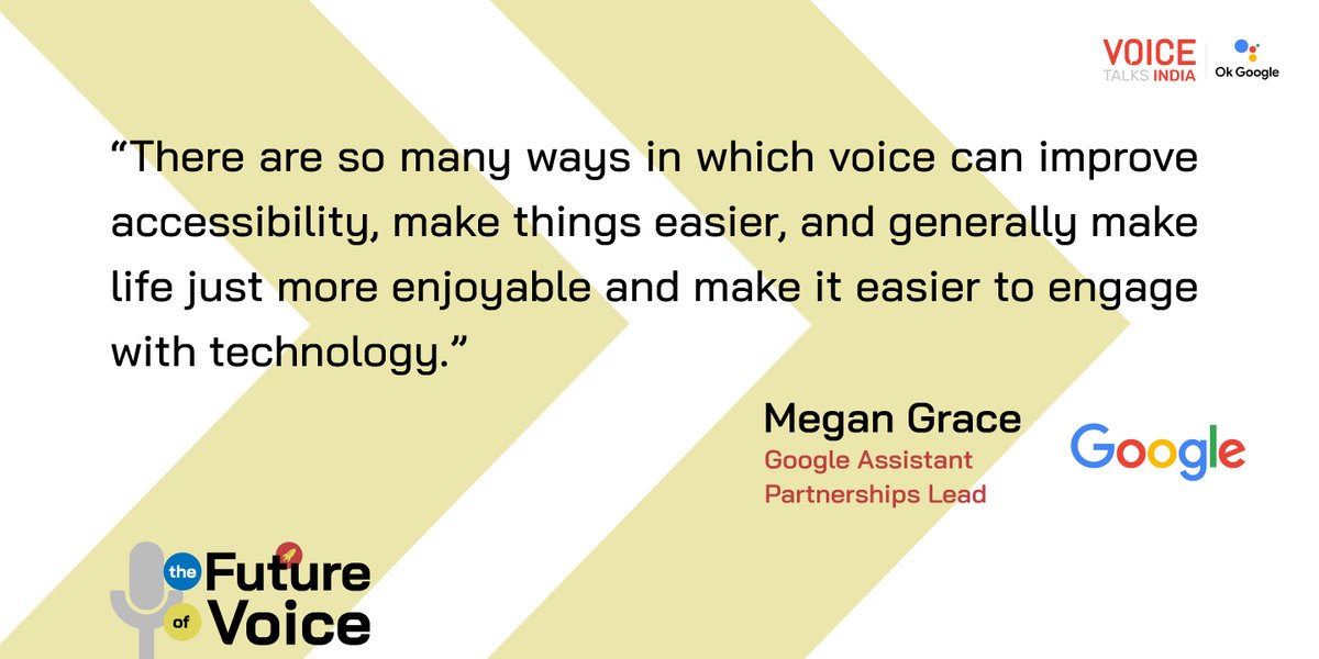 agrahyah's tweet image. Voice can help improve many things according to @MeganCGrace1 of @Google, but most particularly it can make engaging with technology easier. Watch her reflect on joining the voice revolution &amp;amp; taking the role of #VOICETalks host.
#VOICETalksIndia

Watch: youtu.be/X4VlHcHQ1gY