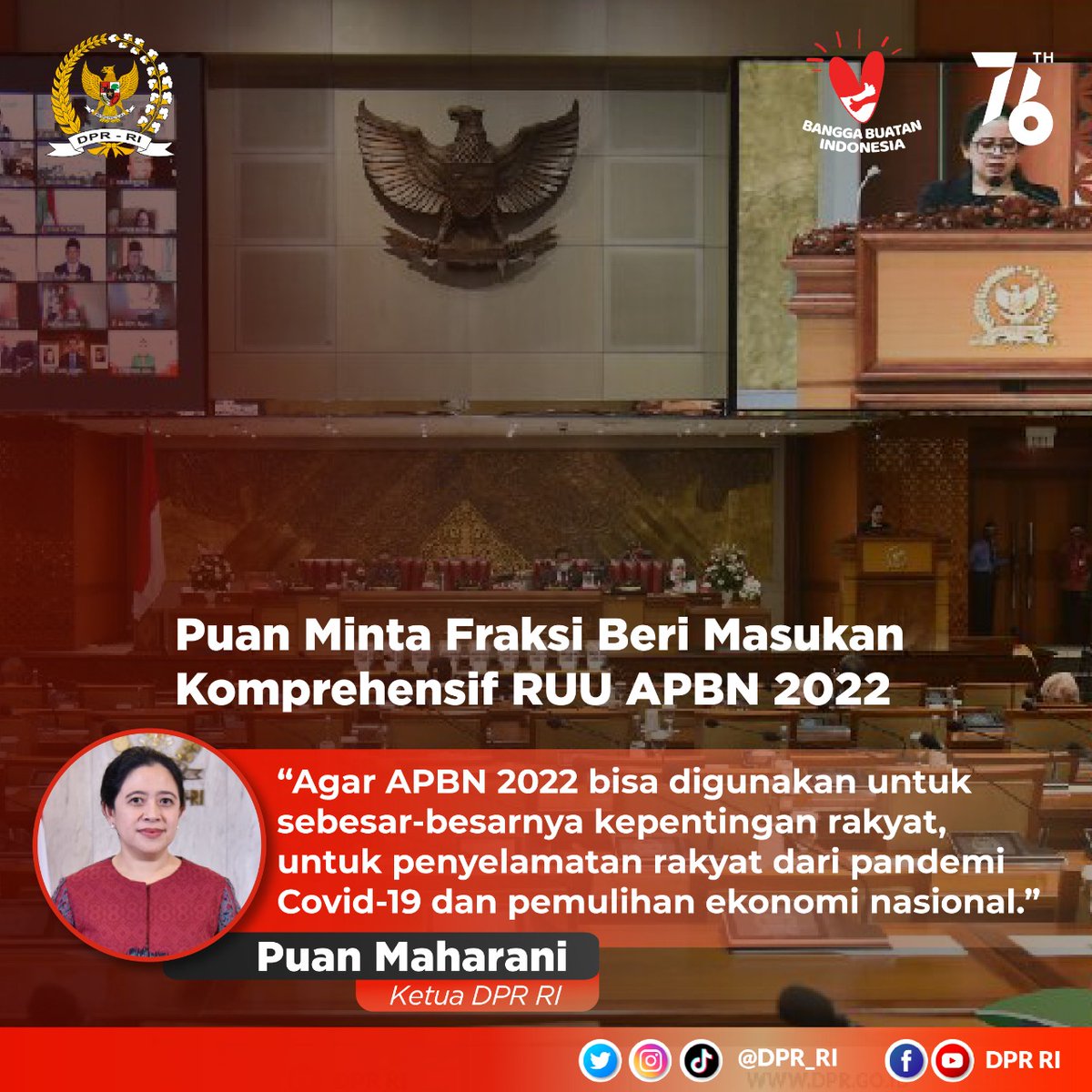 Gittna1's tweet photo. Pada 2022, Presiden Joko Widodo (Jokowi) telah menyatakan kebijakan fiskal guna mendukung percepatan pemulihan sosial-ekonomi juga akan bersifat konsolidatif untuk menyehatkan APBN dengan penguatan reformasi struktural.

#IndonesiaTangguh
#IndonesiaTumbuh
#DPRuntukNegeri https://t.co/zyn2ybZ1GD