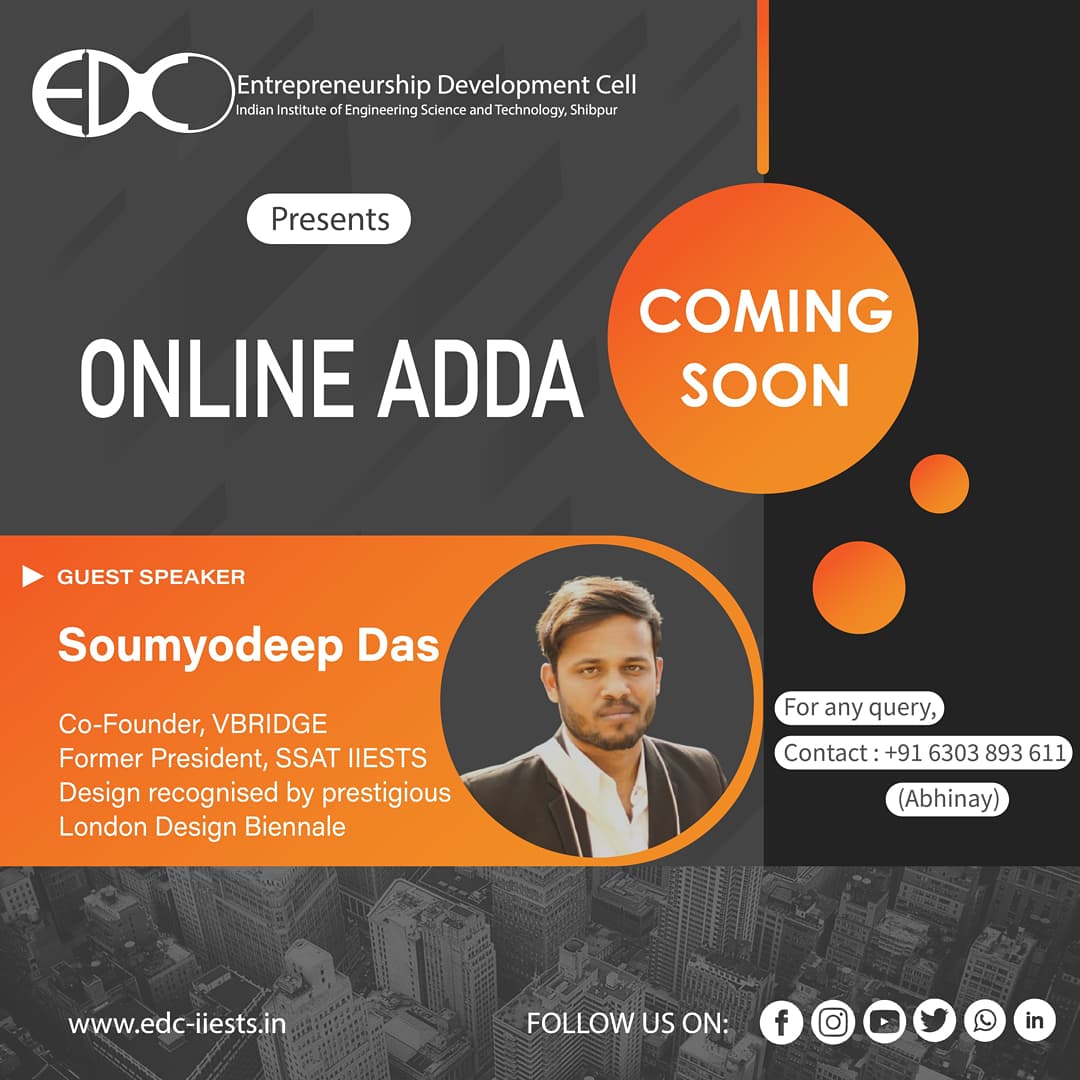 edc_iiests's tweet photo. This World Entrepreneurs Day, EDC brings you the opportunity to interact with Ayan Bhaiya @IamAyan57 and Soumyodeep Bhaiya @DasSoumyodeep to give you valuable insights. If you have any questions, ask the Entrepreneurs yourself!!! 
Fill in your queries: https://t.co/8ZpwvjCJmd https://t.co/o1ggdorzm4