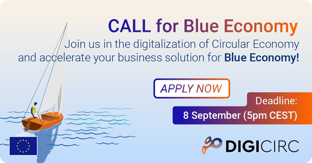 📢Call deadline extended📢
The #BlueEconomy Open Call from <a href="/circ_digi/">DigiCirc</a> has been extended!
✔️Up to 60k equity free funding
✔️Business Coaching support &amp; mentoring
✔️Access to Digital Tools
Apply by 8 September ➡️ digicirc.eu/blue-economy/
#INNOSUP
<a href="/EUeic/">European Innovation Council</a> <a href="/EEN_EU/">Enterprise Europe Network 🇪🇺</a>