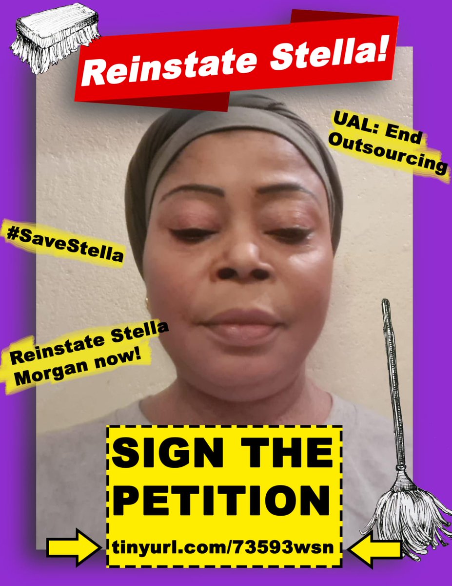 🚨Please join our TWITTERSTORM all day today to #SaveStella 🚨 SIGN & SHARE THE PETITION 👇👇👇actionnetwork.org/petitions/rein… & tweet @UAL to reinstate Stella - a long-serving cleaner who was feeling unwell & resting on her break, only to be sacked a few days later.😡 #UALEndOutsourcing