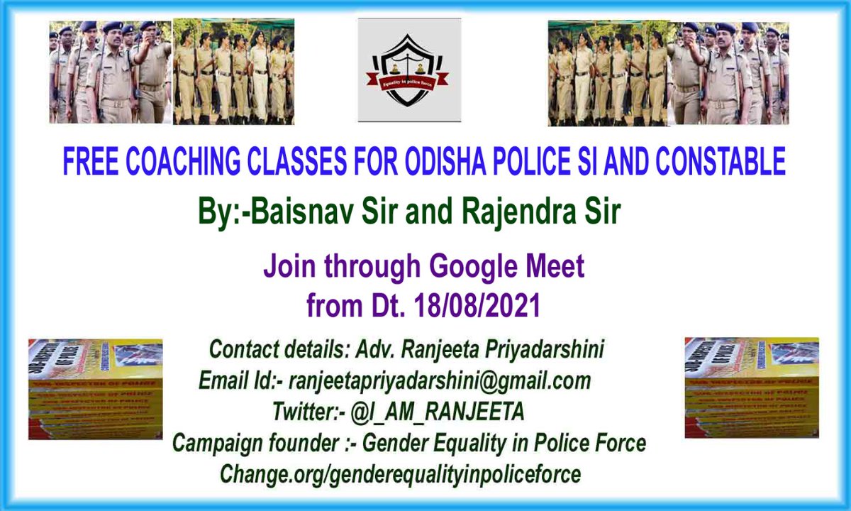_aawhan's tweet photo. We are providing Free Online Coaching Classes for Odisha Police SI and Constable. Applied candidate can join and take classes. 
Please mail us:
ranjeetapriyadarshini@gmail.com https://t.co/iN7b7mgdQJ