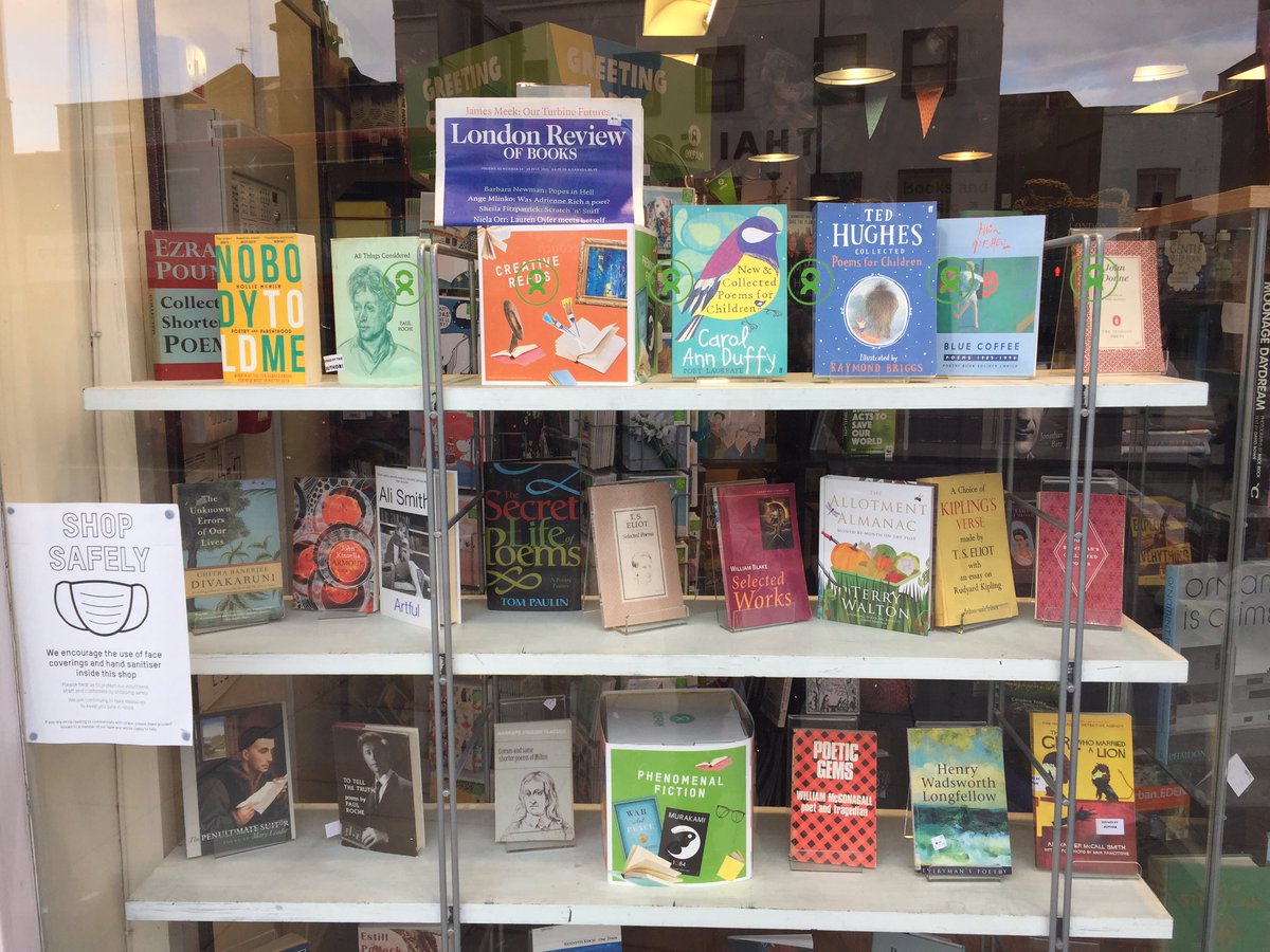 OxfambooksN1's tweet image. We always carry a huge collection of poetry as highlighted in our current window display. Bloodaxe, Carcanet, Faber we have them all. From concrete to haiku, from Tennyson to Virgil. Come see.
#oxfambooks
 #poetrylovers 
#bloodaxe 
#carcanet 
#faber
