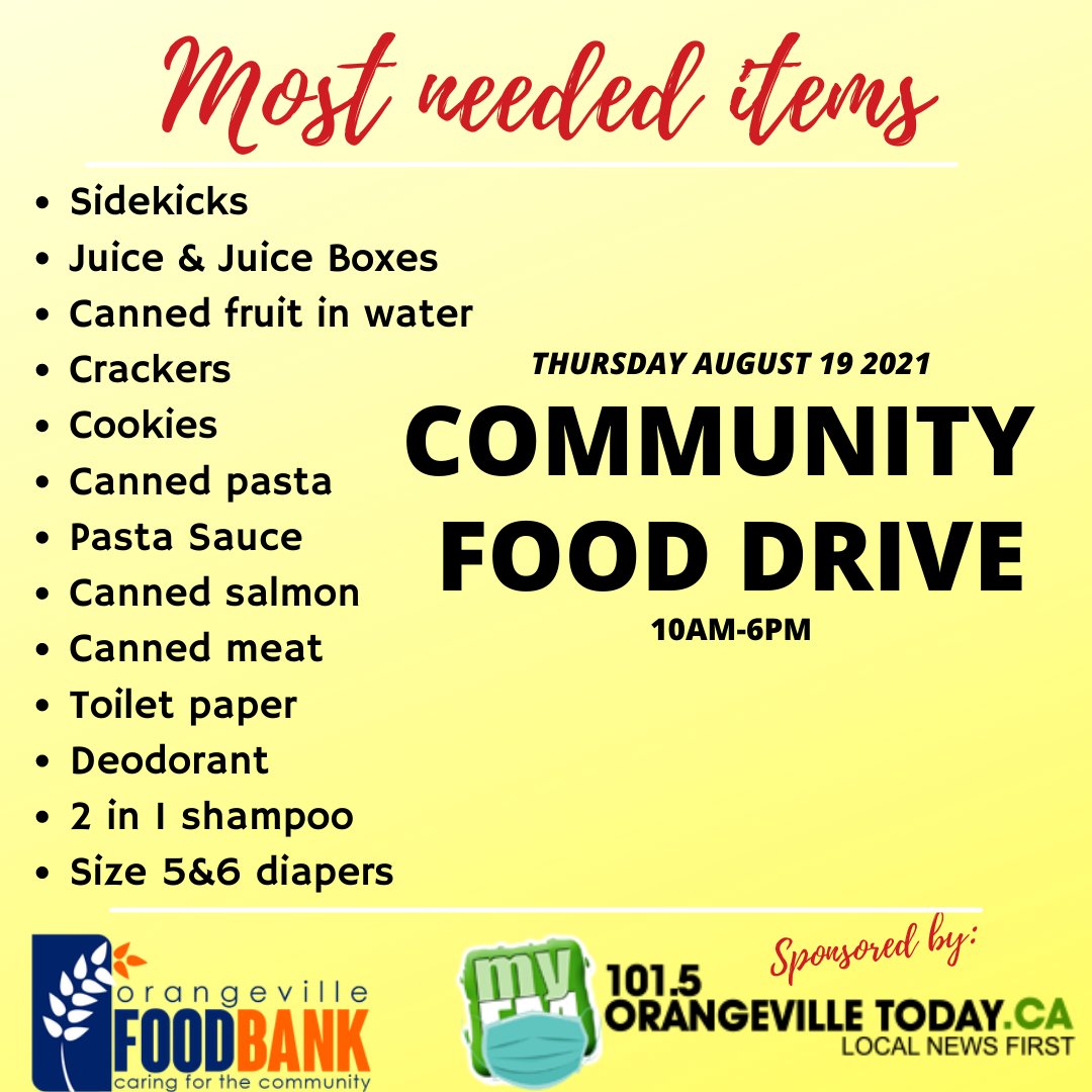 orangevillefoodbank on Twitter "Hey Orangeville we need YOUR help to restock our shelves which