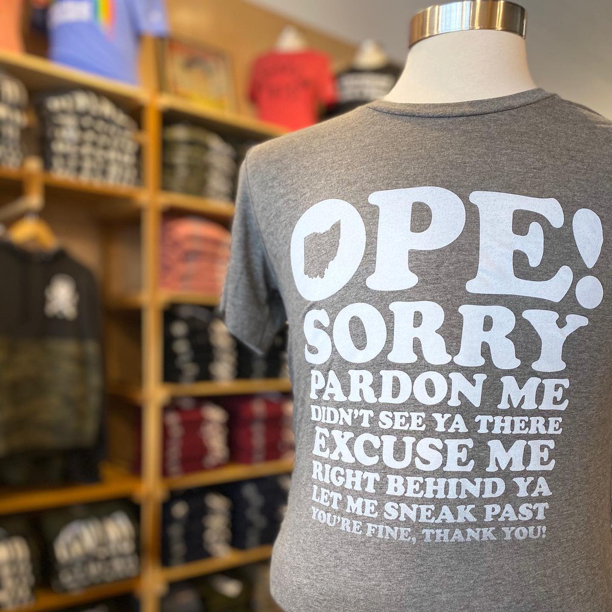 CLECLOTHINGCO's tweet photo. "Ope!" is a quintessential midwestern expression of surprise.

We just restocked this fan favorite tee at all of our local shops and online. Get yours here  -  https://t.co/Mc6WMFqghx https://t.co/cFIDrO4NFN