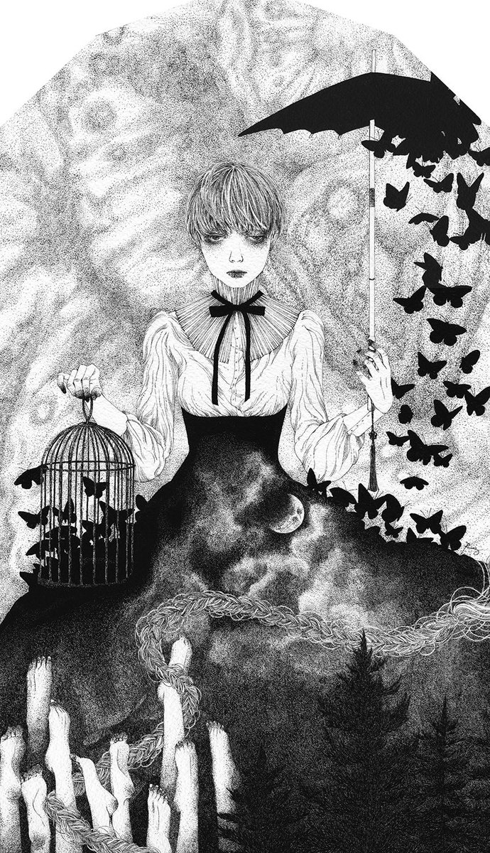 しきさいのせかいはむげんにうつくしいからこそ、白と黒だけでそのせかいにちかづきたいのです
#貴方の世界観を詰め込んだ作品を見せてください
#ペン画