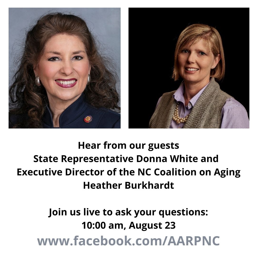 Take a deeper look at the health budget of the #NCGA at the AARP Advocacy Forum, 10 am, on Monday, August 23.  Join us live at facebook.com/AARPNC to ask your questions: northcarolinahealthnews.org/2021/08/19/the… <a href="/NCHealthNews/">NC Health News</a> <a href="/underthedome/">Under the Dome, N&O</a> <a href="/NCCapitol/">WRAL Gov't Coverage</a> <a href="/ChrisBrandenbu7/">Chris Brandenburg</a> @ncinsider <a href="/FriendsTerm/">Friends of Residents in Long Term Care</a>