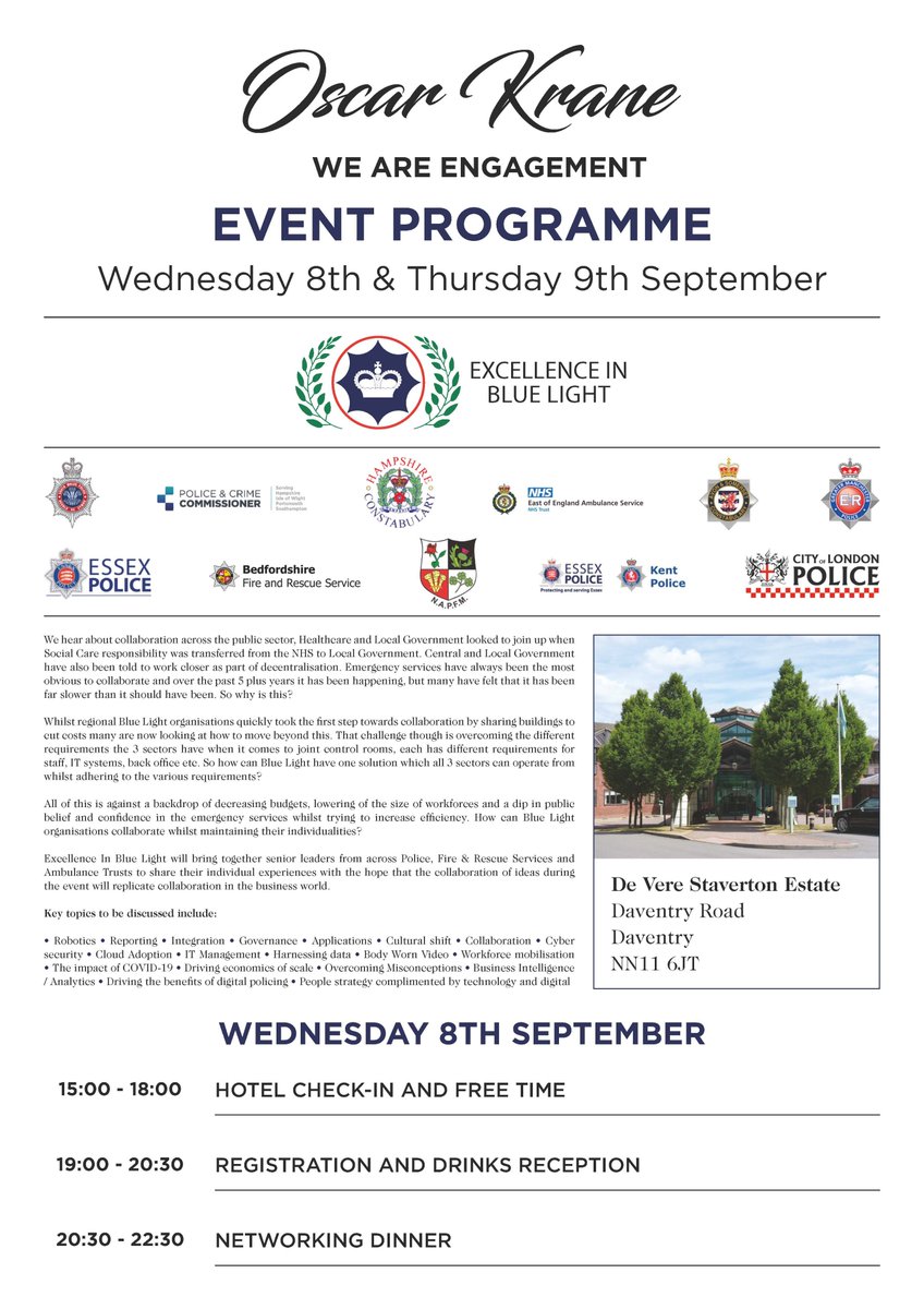 Excellence In Blue Light (@eibluelight) on Twitter photo Looking forward to the next event taking place on the 8th & 9th September which will be chaired by the brilliant <a href="/ACCDaveThorne/">T/DCC David Thorne</a> from <a href="/swpolice/">South Wales Police</a> at the wonderful <a href="/StavertonPark/">De Vere Staverton</a>. #FaceToFace #networkingevent #emergencyservices #bluelight Looking forward to the next event taking place on the 8th & 9th September which will be chaired by the brilliant <a href="/ACCDaveThorne/">T/DCC David Thorne</a> from <a href="/swpolice/">South Wales Police</a> at the wonderful <a href="/StavertonPark/">De Vere Staverton</a>. #FaceToFace #networkingevent #emergencyservices #bluelight