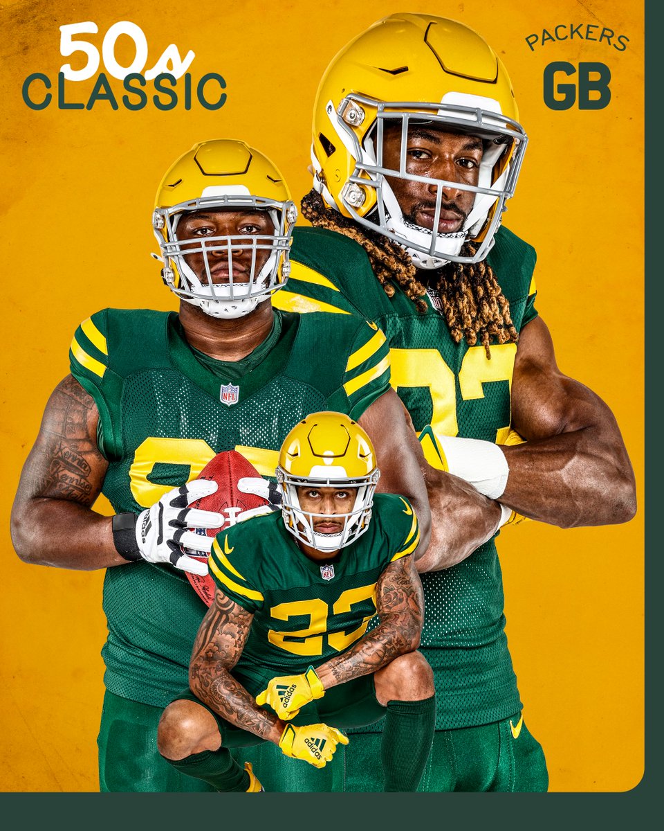 packers's tweet photo. The #Packers 50s Classic Uniform will debut Week 7 at Lambeau Field against Washington.

📰: https://t.co/UhUI3bh4jW

#GoPackGo https://t.co/coBwKPIevW
