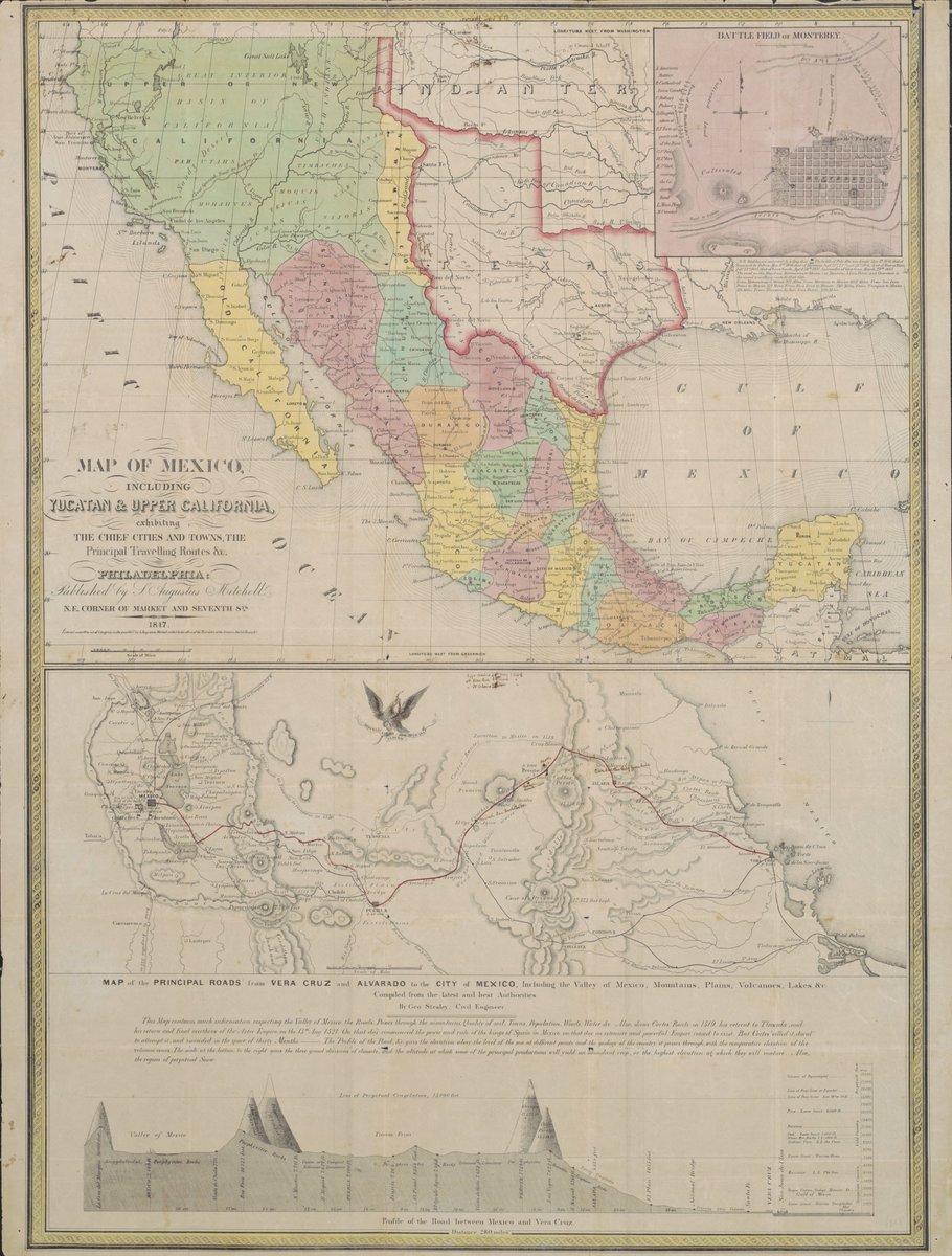 Map of Mexico, including Yucatan & Upper California: exhibiting the chief cities and towns, the principal traveling routes.- 1847

🗺️🔍👇
library.uta.edu/usmexicowar/co…