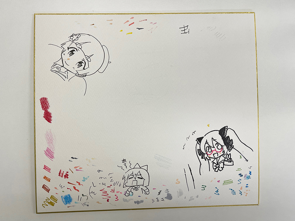 ③クラウドファンディング・リターン紹介(3/18)
【限定数1】手描き 書き損じ色紙
・絵師が書き損じて落書き化とした色紙です。 