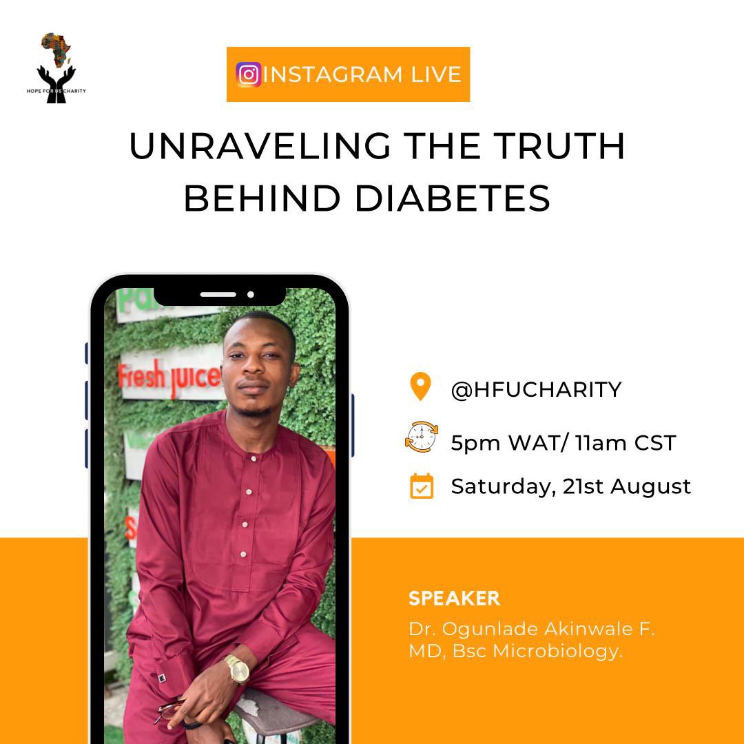 waleOG's tweet photo. Join me as we discuss the debilitating illness, Diabetes Mellitus. Brought to you by @HFUcharity https://t.co/3soxMCCfeB