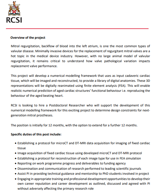 Claire Conway (@claireconwayphd) on Twitter photo Opportunity for a Postdoc to join our team! <a href="/RCSI_Irl/">RCSI</a> <a href="/RCSI_Research/">RCSI Research and Innovation</a> <a href="/TissueEngDublin/">RCSI TERG</a>
#FEA #Imaging #biomechanics
Get in touch claireconway@rcsi.ie
my.corehr.com/pls/coreportal… Opportunity for a Postdoc to join our team! <a href="/RCSI_Irl/">RCSI</a> <a href="/RCSI_Research/">RCSI Research and Innovation</a> <a href="/TissueEngDublin/">RCSI TERG</a>
#FEA #Imaging #biomechanics
Get in touch claireconway@rcsi.ie
my.corehr.com/pls/coreportal…
