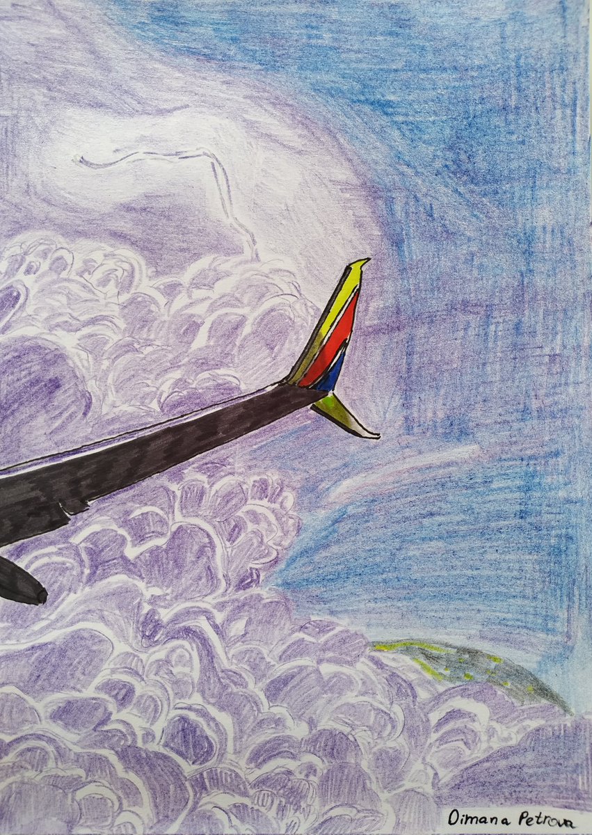 AircraftBy's tweet photo. Wing view from a Boeing 737 of @SouthwestAir - thunderstorms and clouds ⚡🌩️ Handrawn with passion! 
#SouthwestAirlines #BOEING #Boeing737 #clouds #Thunderstorms #wingview #windowview #wings #planewing #plane #trip #FLIGHT #flightmode #sky #Weathercloud #Weather #view https://t.co/rqU8ycEMFg