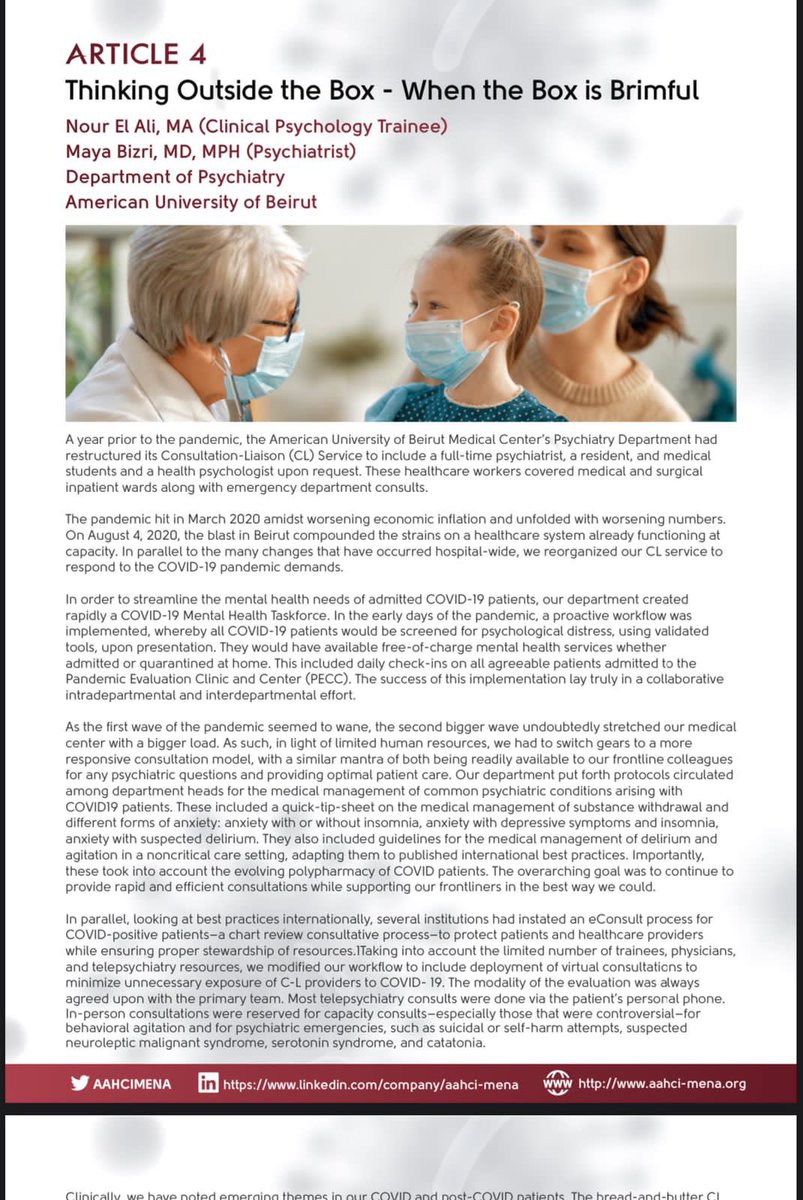Psychiatry_AUBMC (@aubmcpsychiatry) on Twitter photo The recent issue of the Association of Academic Health Center International <a href="/AAHCImena/">AAHCI MENA Regional Office</a> <a href="/aahci/">Alliance of Academic Health Centers International</a> <a href="/aahcdc/">AAHC</a> MENA Office newsletter features initiatives launched by our faculty/staff during the first 18 months of the COVID-19 pandemic. To access full issue:
aahcdc.org/Portals/41/Reg… The recent issue of the Association of Academic Health Center International <a href="/AAHCImena/">AAHCI MENA Regional Office</a> <a href="/aahci/">Alliance of Academic Health Centers International</a> <a href="/aahcdc/">AAHC</a> MENA Office newsletter features initiatives launched by our faculty/staff during the first 18 months of the COVID-19 pandemic. To access full issue:
aahcdc.org/Portals/41/Reg…