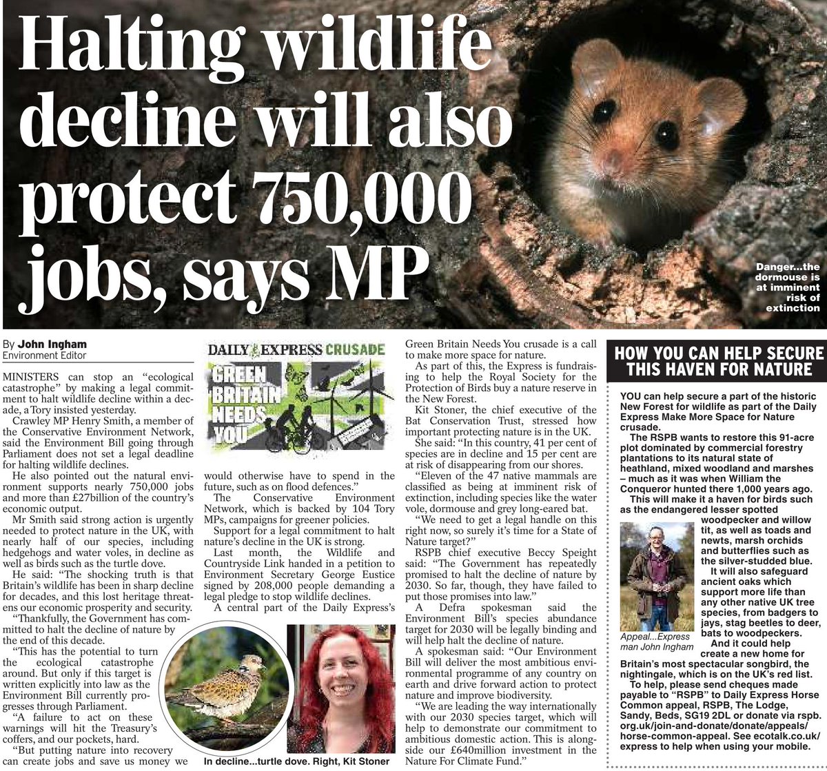 The Government is talking about restoring #nature by 2030. But it hasn't put that promise in law.
 
Join us in calling for a legally-enforceable #StateofNature target in the #EnvironmentBill to stop the decline of #wildlife once and for all.