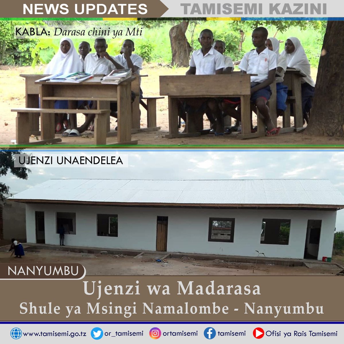 ortamisemitz's tweet photo. Jan 2021,Naibu Waziri @ortamisemitz Mhe.@DavidSilinde alifanya ziara Mkoani Mtwara alitembelea Shule ya Msingi Namalombe iliyopo Nanyumbu na kukuta shule ikiwa na darasa 1 linalotumika na madarasa 2 yanayojengwa kwa nguvu za Wananchi yakiwa kwenye hatua ya Lenta na Choo cha nyasi https://t.co/xV32x63j3P