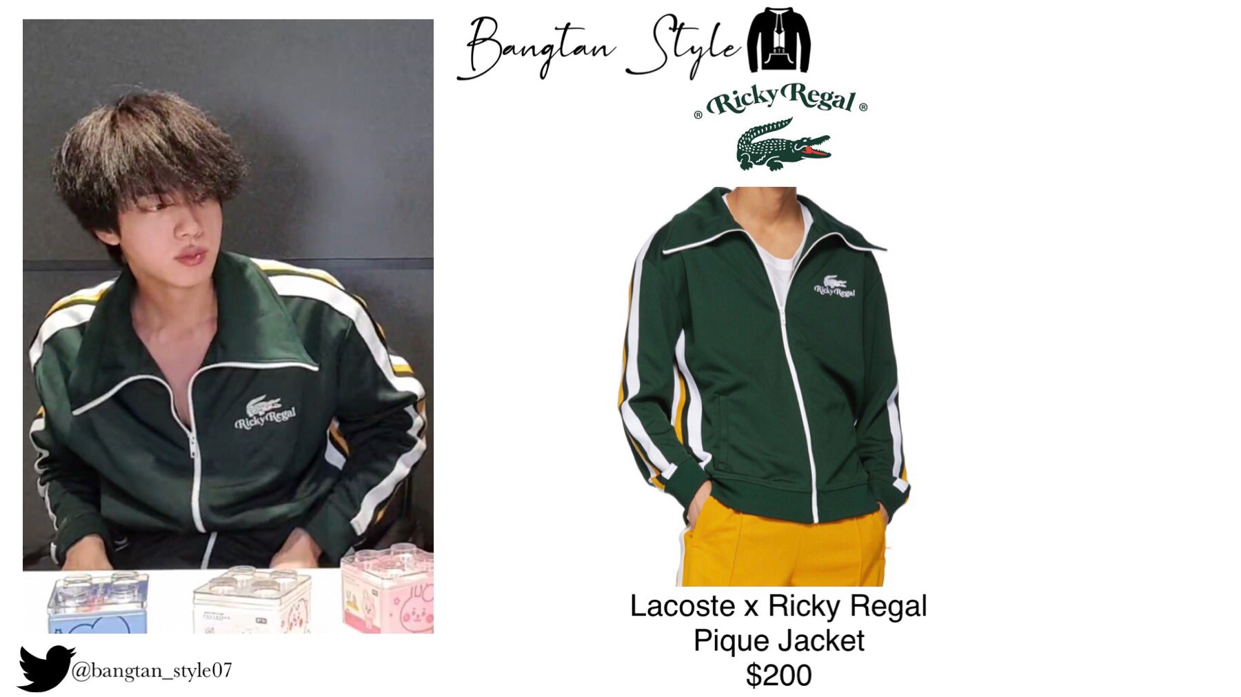 X 上的Bangtan Style⁷ (slow)：「VLIVE 210819 Seokjin wears LACOSTE