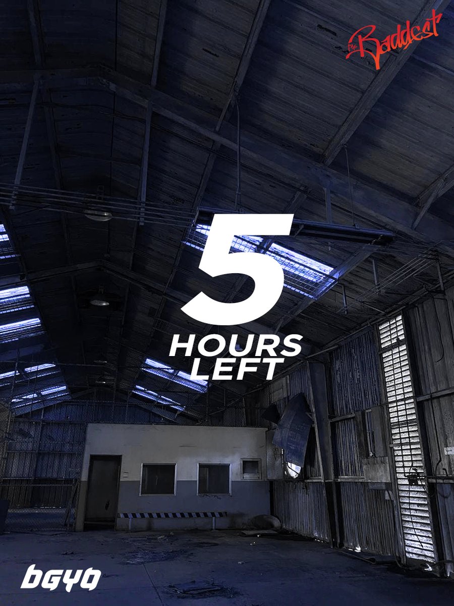 bgyo_ph's tweet photo. #BGYO | 5 hours left til 'The Baddest' digital release. 
Pre-save here 🔗 https://t.co/iD5TywfnUo

@OFCBGYO_MEMBERS @StarMusicPH 
#BGYOtheBaddestCB #BGYOtheBaddest #BGYOcomeback https://t.co/9RpmVzZvJ2