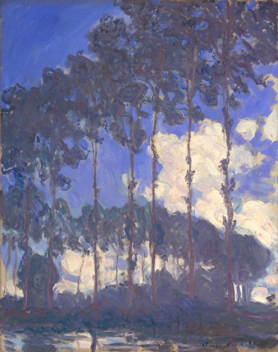 lolaterolv's tweet image. Claude Monet 🎨
Conocemos su obsesión por representar los paisajes dependiendo de la luz. Para esta obra, llegó a pagar a un comerciante de madera, para retrasar el talado de los árboles.
Los Álamos a orillas del Epte.
