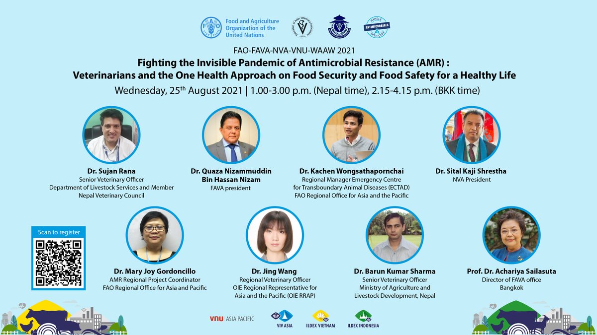 ildexexhibition's tweet photo. 💬 Join us in “Fighting the invisible pandemic of Antimicrobial Resistance (#AMR): Veterinarians and the one health approach on food security and food safety for a healthy life” 

On Wednesday 25th August 2021 | 2.15-4.15 PM (Bangkok Time)

Register now >> https://t.co/Hqp3YG6eC1 https://t.co/lk8RzpjMJr