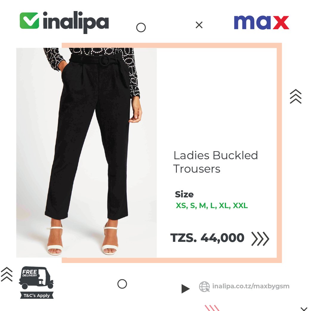 Inalipa_tz's tweet image. Let's look good! Kwa wanawake wanaojali muonekano mzuri wa kisasa muda ndio huu wa kufanya shopping ya viwalo vya kijanja. Tembelea inalipa app au bit.ly/MaxByGSM kufanya shopping na tutakuletea nguo zako ulipo. #inalipaapp #maxgsm #fashion #style