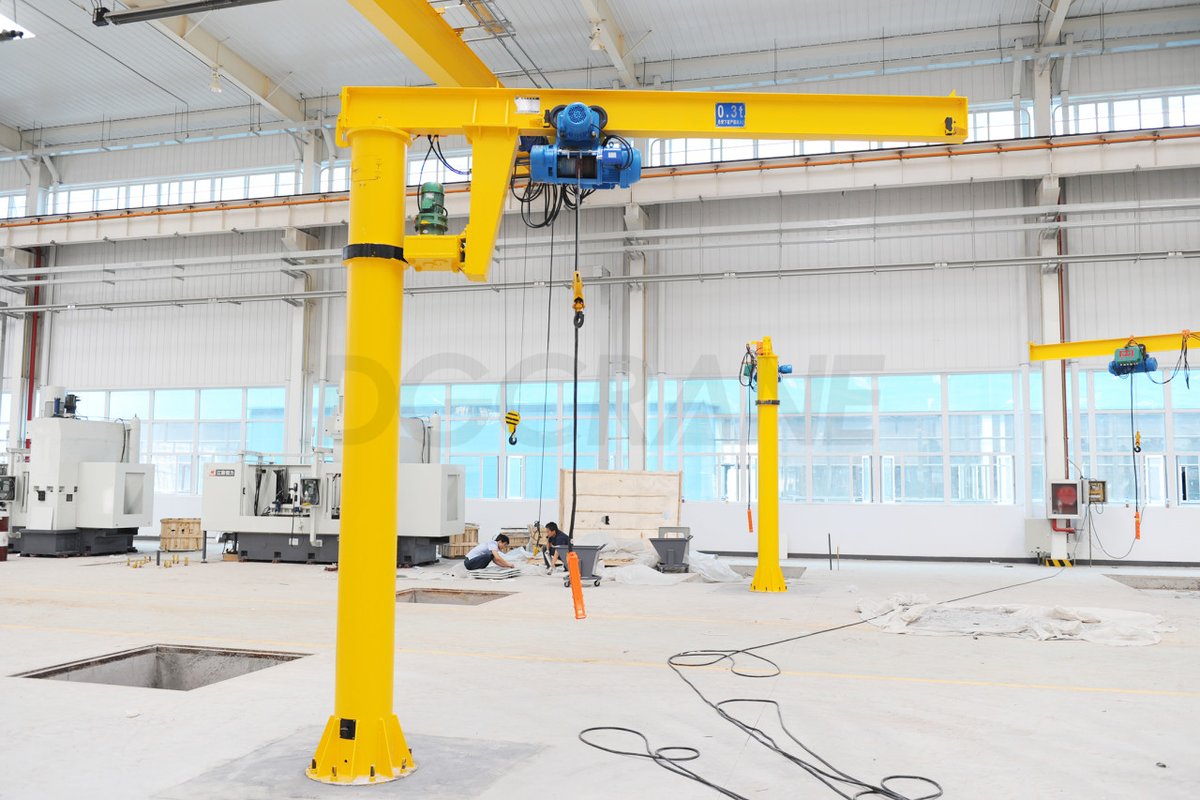 DGCRANES's tweet image. Freestanding #JibCranes are designed to stand on the land not by any other support but by themselves. It consists of a pivoting vertical column and a horizontal load supporting boom.

#DGCRANE #JibCrane #FreeStandingCrane #FloorCrane #productivity #manufacturing #industrial