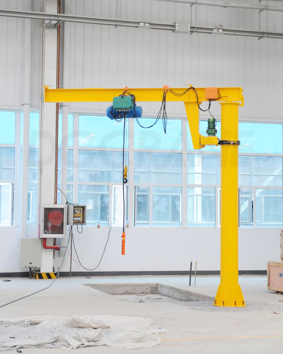 DGCRANES's tweet image. Freestanding #JibCranes are designed to stand on the land not by any other support but by themselves. It consists of a pivoting vertical column and a horizontal load supporting boom.

#DGCRANE #JibCrane #FreeStandingCrane #FloorCrane #productivity #manufacturing #industrial