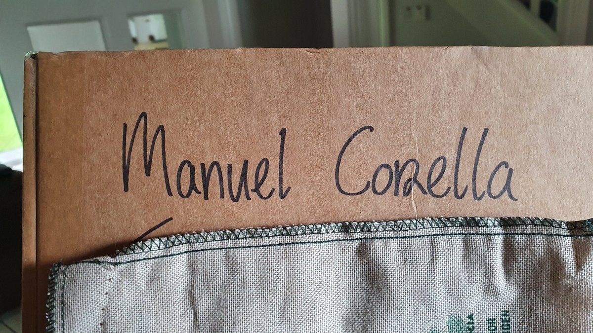 A parcel where my name is creatively spelled as "Manuel Corella"