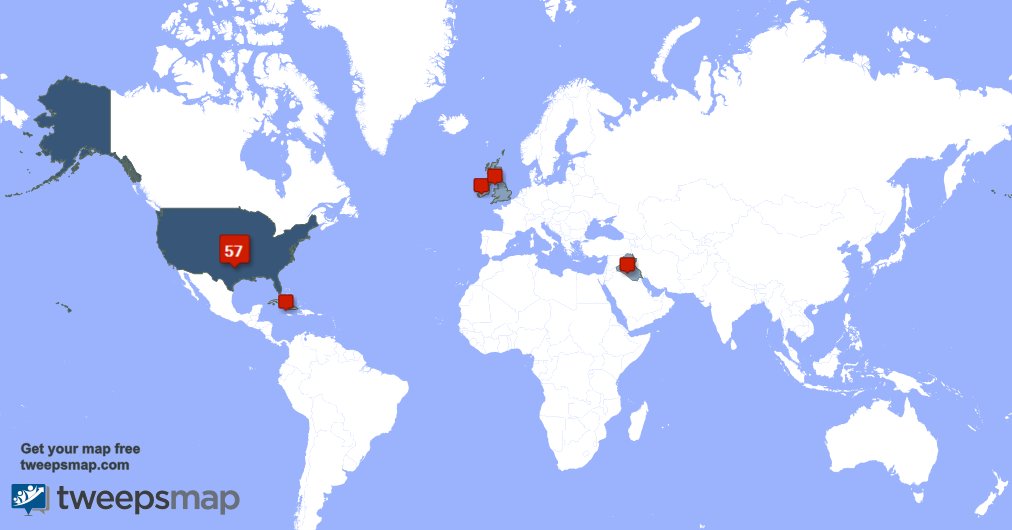 My followers live in 5 countries: USA(61%), UK.(14%)... tweepsmap.com/!Rocky49124845
Get your free map!