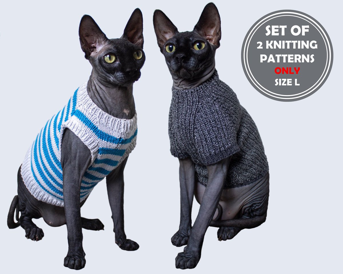 ClothesForCat's tweet photo. Set of 2 knitting patterns: cat sailor seamless shirt and blackwhite seamless sweater for cat // Only size - L #etsy #knitting #catshirt #catclothespattern #catjumperpattern #sphynxcatclothes #catstripedshirt #catsweaterpattern https://t.co/7t0V0CoEjn https://t.co/ODZUTXUvM9