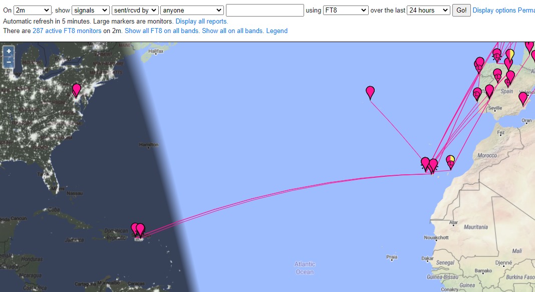 EA5GJ's tweet image. ¡Y de nuevo @EA8CXN lo esta haciendo! En estos momentos apertura y QSOs con el Caribe desde EA8 en 144 MHz FT8 y SSB!!! ¡Se puede! 😱 #VHFDX