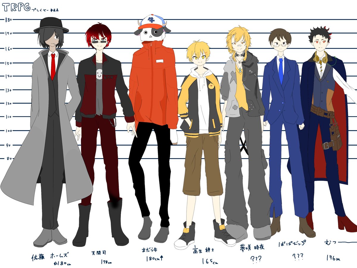 Matemata0511's tweet photo. TRPGプレイヤー身長こんなんじゃね一覧

タグ1枚目の方々だけ↓
#TRPG #佐藤ホームズ ＃天開画 #まだら牛 #高生紳士 #とき絵 #ぱぱPNG #俺たちのむつーか絵せよ #親顔メンツ https://t.co/ONEa7qSSW7