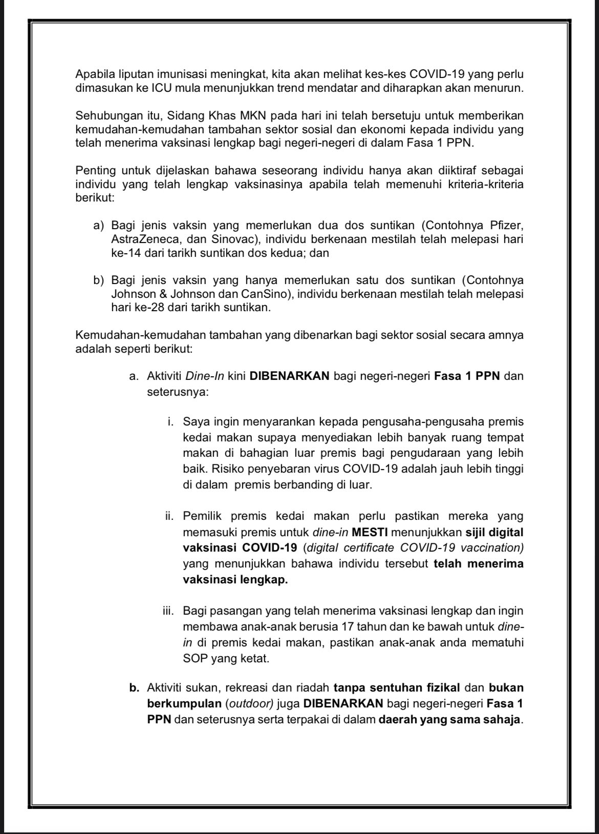 Majlis Keselamatan Negara 𝐊𝐄𝐌𝐔𝐃𝐀𝐇𝐀𝐍 𝐓𝐀𝐌𝐁𝐀𝐇𝐀𝐍 𝐒𝐄𝐊𝐓𝐎𝐑 𝐒𝐎𝐒𝐈𝐀𝐋 𝐃𝐀𝐍 𝐄𝐊𝐎𝐍𝐎𝐌𝐈 𝐁𝐀𝐆𝐈 𝐈𝐍𝐃𝐈𝐕𝐈𝐃𝐔 𝐘𝐀𝐍𝐆 𝐓𝐄𝐋𝐀𝐇 𝐌𝐄𝐍𝐄𝐑𝐈𝐌𝐀 𝐕𝐀𝐊𝐒𝐈𝐍𝐀𝐒𝐈 𝐋𝐄𝐍𝐆𝐊𝐀𝐏 Mkn50 Muhyiddin Yassin Tan Sri Dato Seri