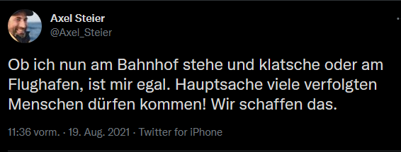 Bringt endlich die Menschen her! Die Gerechten unter den Bahnhofs- und Flughafenbesuchern werden ungeduldig. Wir schaffen das. #RefugeesWelcome #wirhabenplatz