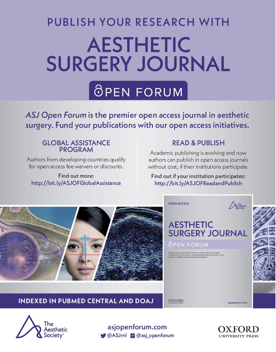 Come explore free/reduced publication options in ASJ Open Forum!
✅ bit.ly/3swtjNv
✅ bit.ly/3ggcGk9
<a href="/drkenkel/">Jeffrey Kenkel, MD</a> <a href="/TheAestheticSoc/">The Aesthetic Society</a> <a href="/drroykim/">Roy Kim 🇺🇸</a> <a href="/DrLeePlastic/">Michael Lee, M.D.</a> <a href="/luxurgery/">LUXURGERY</a> <a href="/GabiMiottoMD/">Gabriele Miotto MD</a> @dramakaplastics <a href="/GCPlastxSurgery/">Grotting and Cohn PS</a> <a href="/WomenSurgeons/">WomenSurgeons</a>