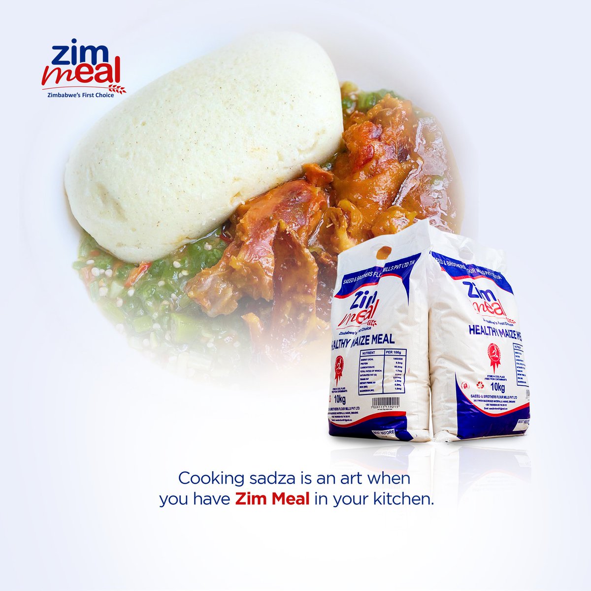 Be artistic in the place where memories are homemade and seasoned with love with Zim Meal.

#food #healthyfood #nutrition #diet #maize #dinner #supper #sadza #sadzaeaters #satisfying #energy #power #whitecorn #zimbabweanfood