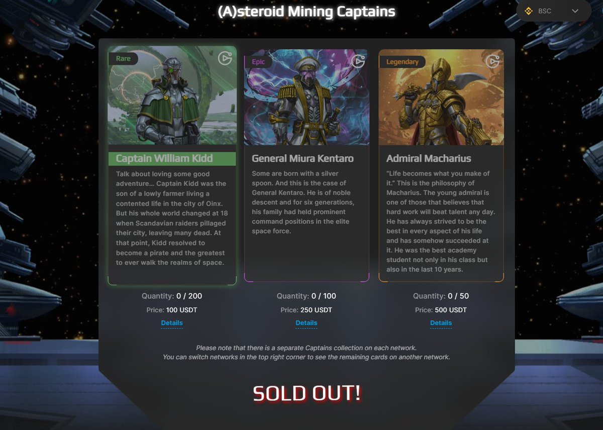 gammarosigma's tweet photo. We completely sold our collection of 950 #NFT captains!
Thank you to the 600+ users who joined Gravis Finance and (a)Steroid Mining. We are preparing a sequel to the Saga. Stay Tuned!
#NFTGame #NFTCommunity #GravisFinance #AsteroidMining https://t.co/pUjmqvAV5C