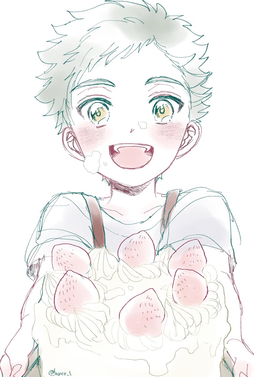 hncr_l's tweet photo. 「できた！」
初めて作ったケーキとショタ♣︎ https://t.co/5HCXQgfTWW