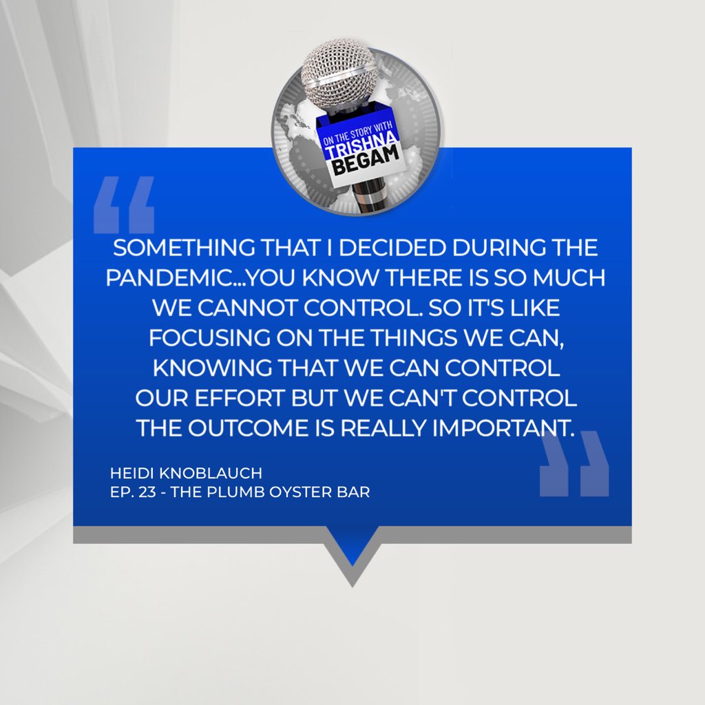 TrishnaBegam's tweet photo. Loved this message from ep.23 of #onthestory from @heidi_knoblauch of the Plumb Oyster Bar. She is such an interesting person to get to know. She chats about owning a small business, the big risks she took and the challenges of the past year. https://t.co/q4f8lYwAbu https://t.co/HWS7arHVEd